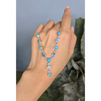 1.00 Ct. Mixed Turquoise and Swiss Blue Topaz Bezel Necklace, Silver Life Style