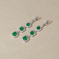34.74 Ct. Emerald and Natural Diamond Halo Necklace, 18K White Gold Life Style