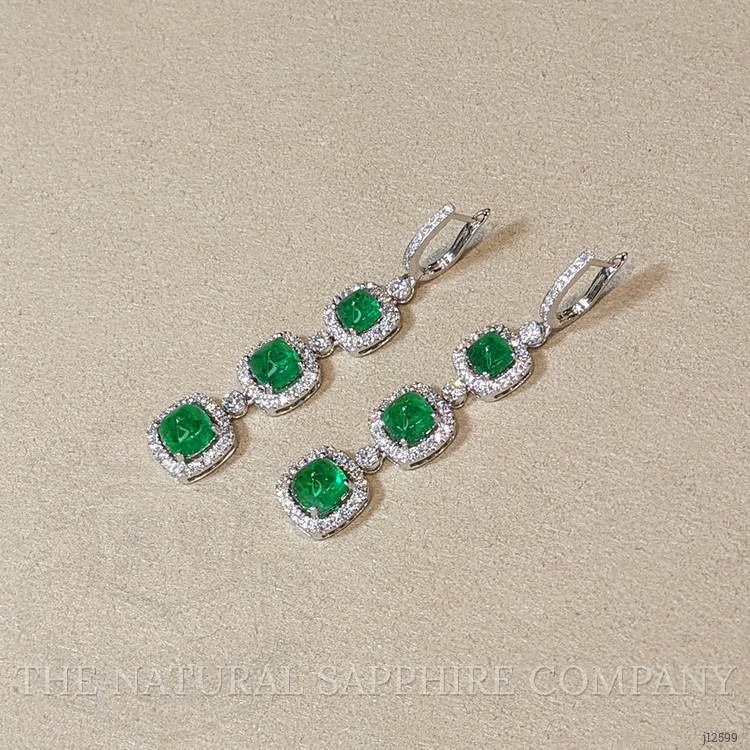 34.74 Ct. Emerald and Natural Diamond Halo Necklace, 18K White Gold