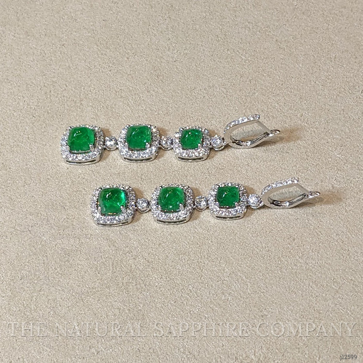34.74 Ct. Emerald and Natural Diamond Halo Necklace, 18K White Gold