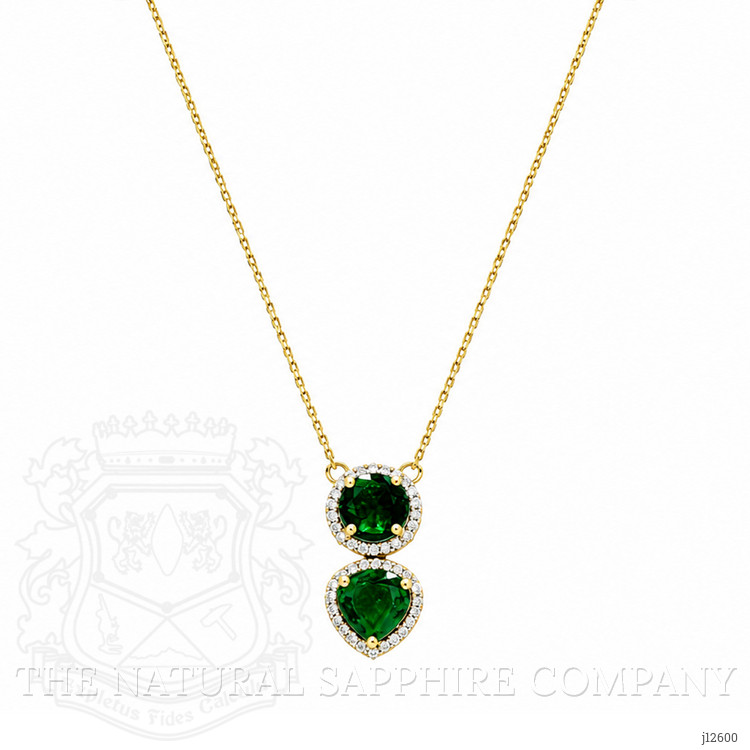 0.88 Ct. Emerald and Natural Diamond Pave Necklace, 14K Yellow Gold