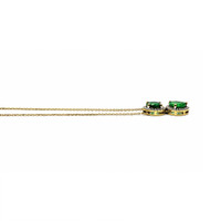 0.88 Ct. Emerald and Natural Diamond Pave Necklace, 14K Yellow Gold Image