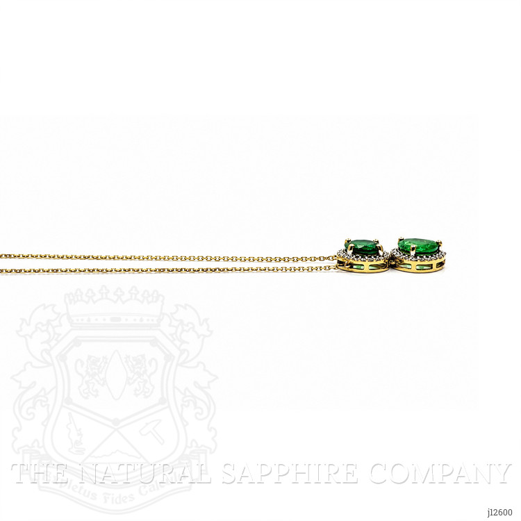0.88 Ct. Emerald and Natural Diamond Pave Necklace, 14K Yellow Gold