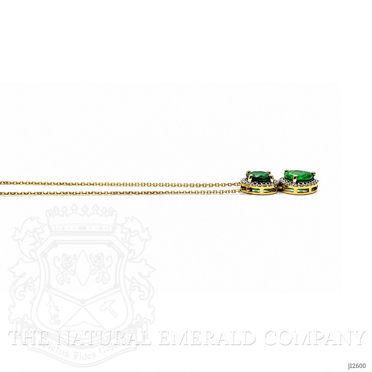 0.88 Ct. Emerald and Natural Diamond Pave Necklace, 14K Yellow Gold