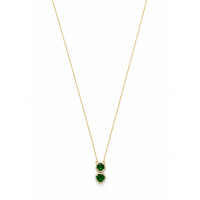 0.88 Ct. Emerald and Natural Diamond Pave Necklace, 14K Yellow Gold Image