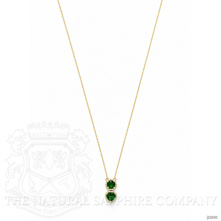 0.88 Ct. Emerald and Natural Diamond Pave Necklace, 14K Yellow Gold