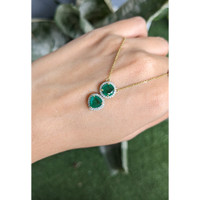 0.88 Ct. Emerald and Natural Diamond Pave Necklace, 14K Yellow Gold Life Style