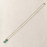 0.88 Ct. Emerald and Natural Diamond Pave Necklace, 14K Yellow Gold Life Style