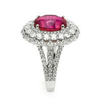 4.13 Ct. Pink Sapphire and Natural Diamond Pave Ring, 18K White Gold Image