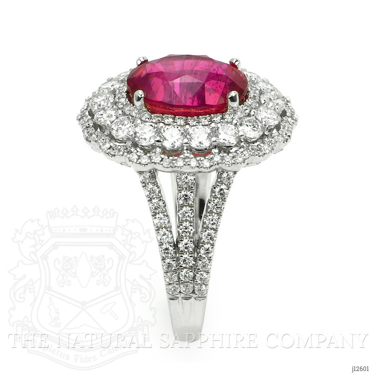 4.13 Ct. Pink Sapphire and Natural Diamond Pave Ring, 18K White Gold