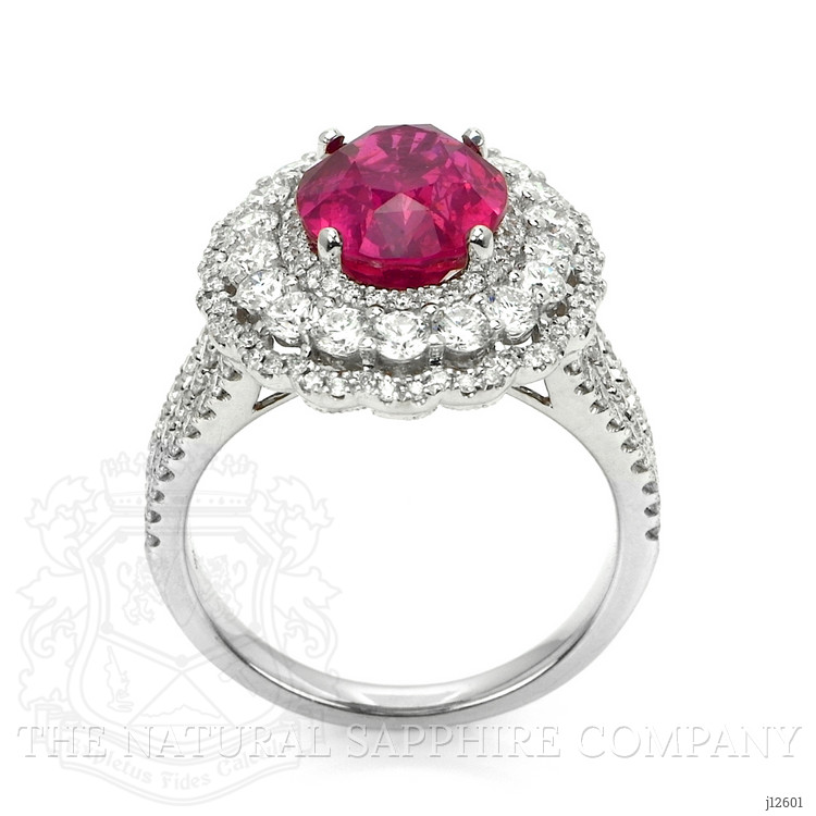 4.13 Ct. Pink Sapphire and Natural Diamond Pave Ring, 18K White Gold