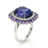 11.64 Ct. Mixed Sapphire and Natural Diamond Pave Ring, Platinum 950 Image