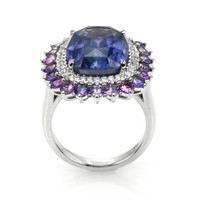 11.64 Ct. Mixed Sapphire and Natural Diamond Pave Ring, Platinum 950 Image