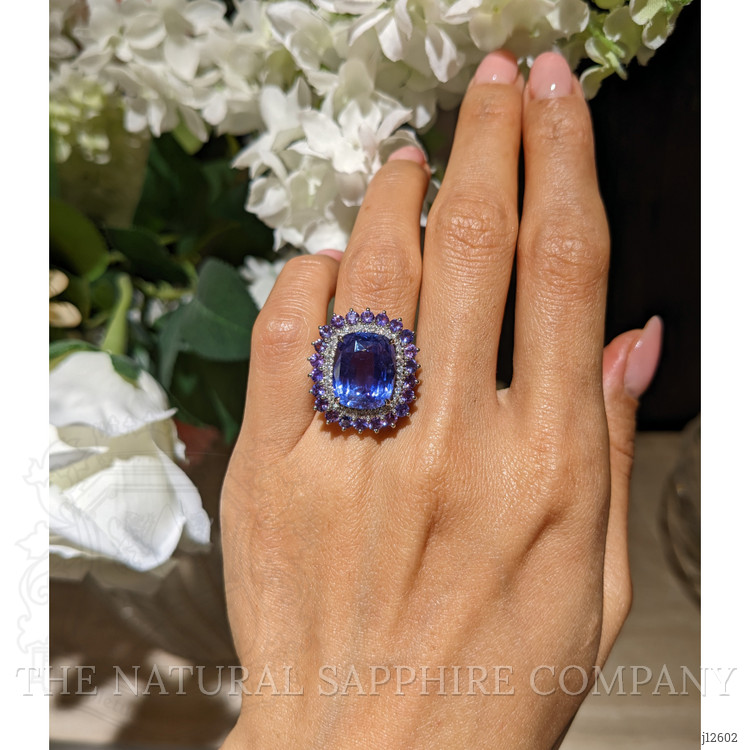11.64 Ct. Mixed Sapphire and Natural Diamond Pave Ring, Platinum 950