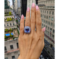 11.64 Ct. Mixed Sapphire and Natural Diamond Pave Ring, Platinum 950 Life Style