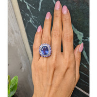 11.64 Ct. Mixed Sapphire and Natural Diamond Pave Ring, Platinum 950 Life Style