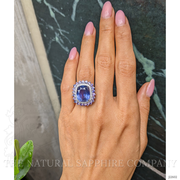 11.64 Ct. Mixed Sapphire and Natural Diamond Pave Ring, Platinum 950