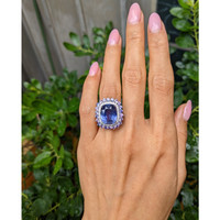 11.64 Ct. Mixed Sapphire and Natural Diamond Pave Ring, Platinum 950 Life Style