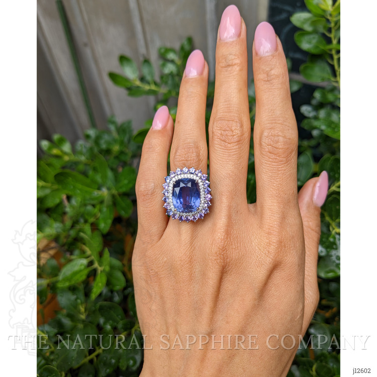 11.64 Ct. Mixed Sapphire and Natural Diamond Pave Ring, Platinum 950