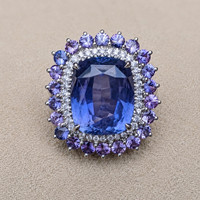 11.64 Ct. Mixed Sapphire and Natural Diamond Pave Ring, Platinum 950 Life Style