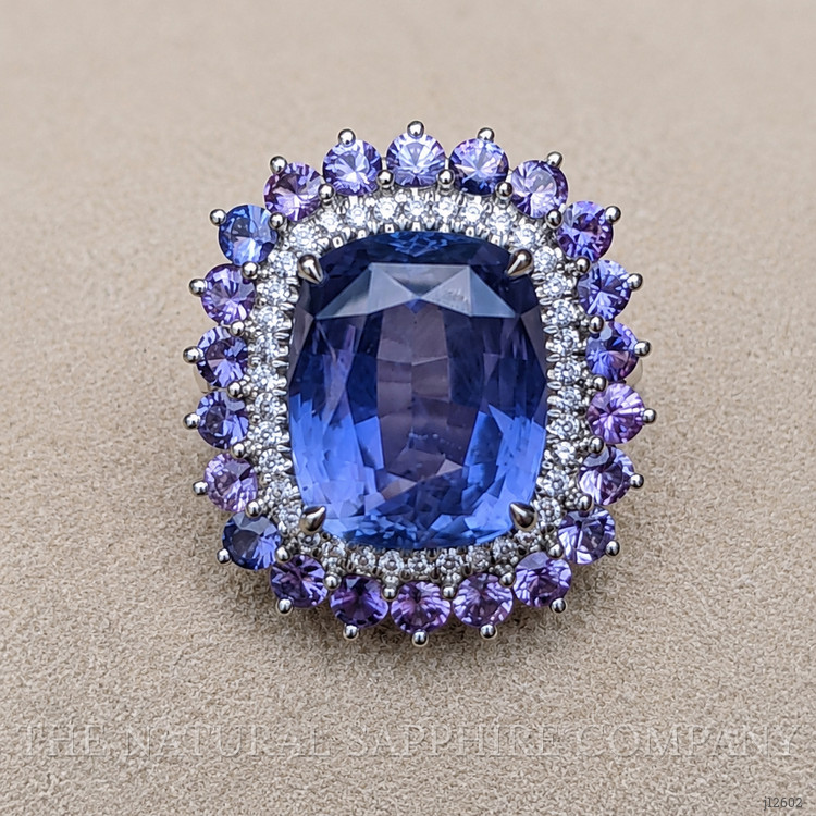11.64 Ct. Mixed Sapphire and Natural Diamond Pave Ring, Platinum 950