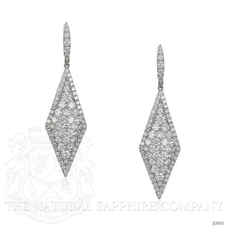 3.04 Ct.Tw. Natural Diamond Pave Earrings, 18K White Gold