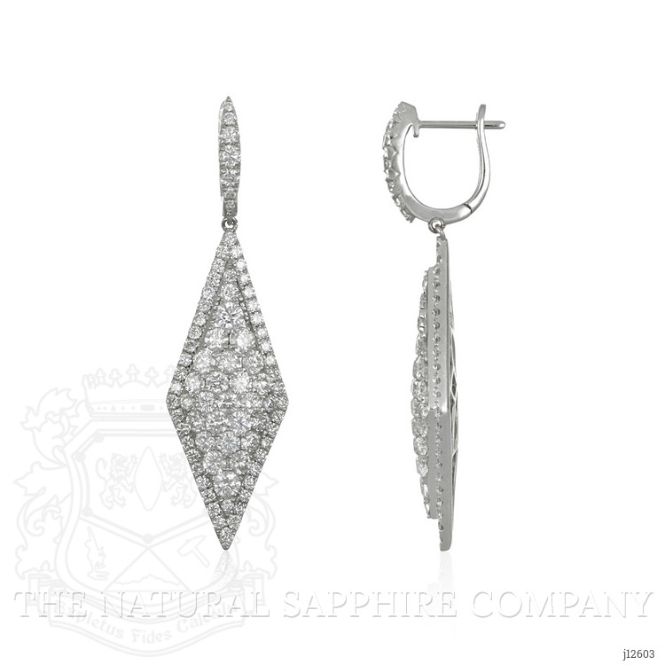 3.04 Ct.Tw. Natural Diamond Pave Earrings, 18K White Gold