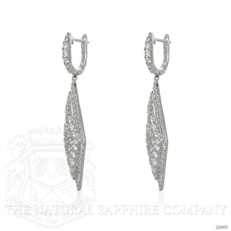 3.04 Ct.Tw. Natural Diamond Pave Earrings, 18K White Gold