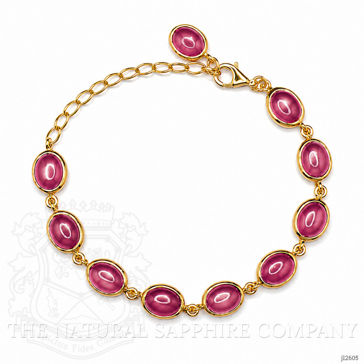 34.00 Ct.Tw. Pinkish Red Ruby Bezel Bracelet, 22K Gold Plated Silver