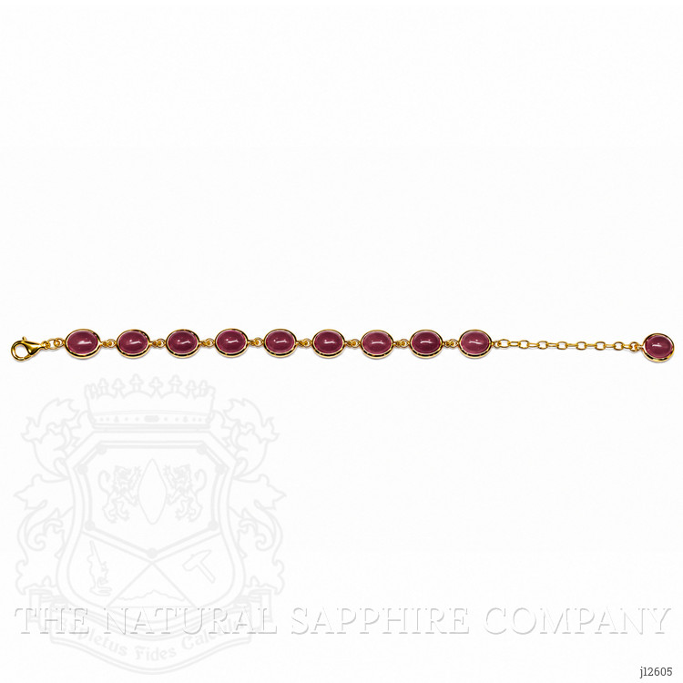 34.00 Ct.Tw. Pinkish Red Ruby Bezel Bracelet, 22K Gold Plated Silver