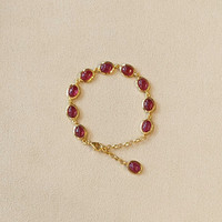 34.00&nbsp;Ct.Tw.Total Carat Weight Pinkish Red Ruby Bezel Bracelet, 22K Gold Plated Silver Life Style
