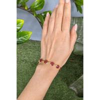 34.00&nbsp;Ct.Tw.Total Carat Weight Pinkish Red Ruby Bezel Bracelet, 22K Gold Plated Silver Life Style