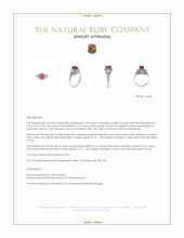 1.09 Ct. Purplish Red Ruby and Natural Diamond Halo Ring, Platinum 950 Appraisal