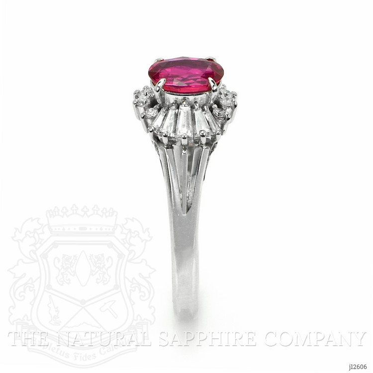 1.09 Ct. Purplish Red Ruby and Natural Diamond Halo Ring, Platinum 950