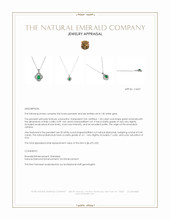 1.30 Ct. Emerald and Natural Diamond Pave Pendant, 14K White Gold Appraisal