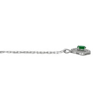 1.30 Ct. Emerald and Natural Diamond Pave Pendant, 14K White Gold Image