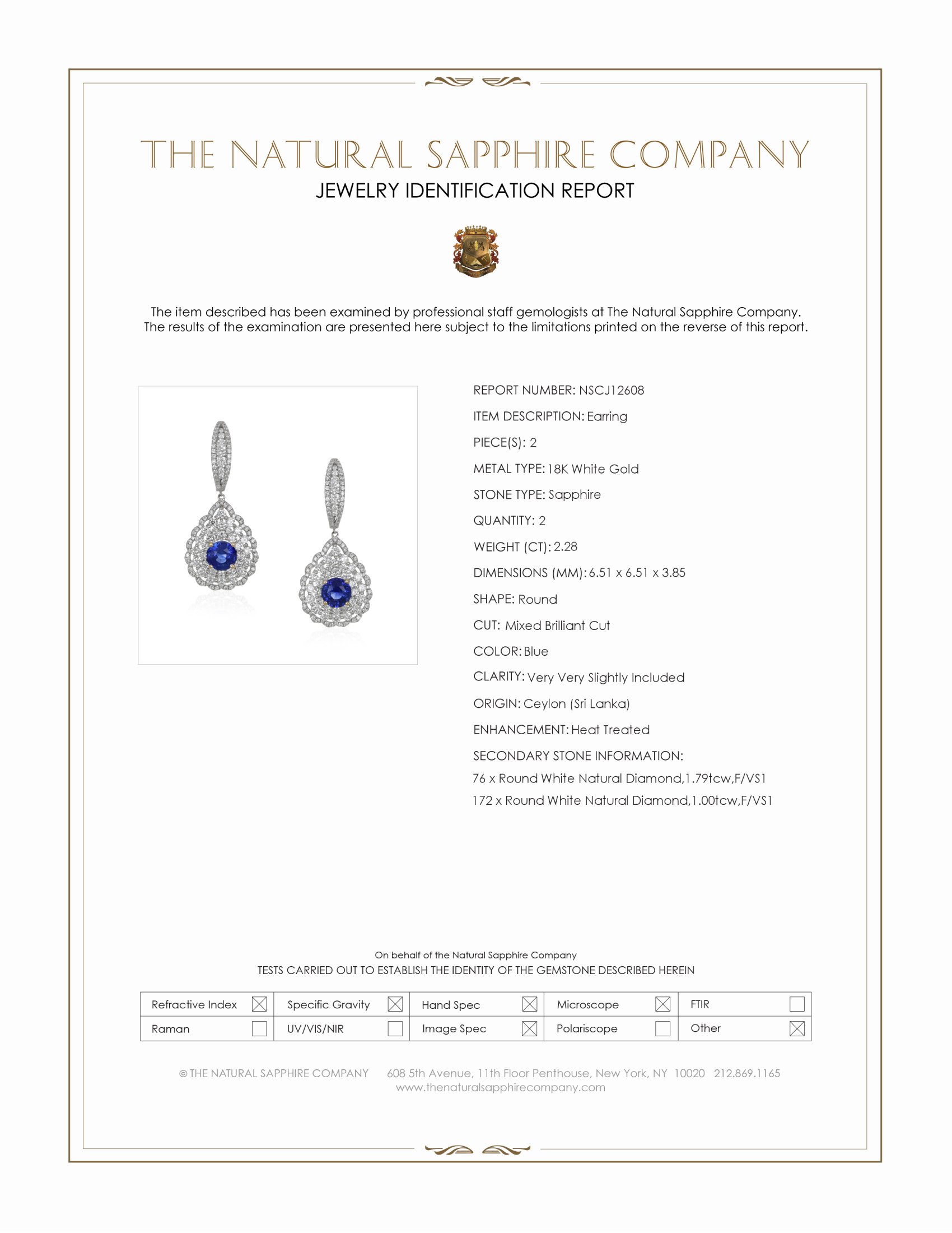 2.28 Ct.Tw. Blue Sapphire and Natural Diamond Hoops Earrings, 18K White Gold