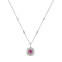 2.51 Ct. Pink Sapphire and Natural Diamond Pave Pendant, 18K White Gold Image