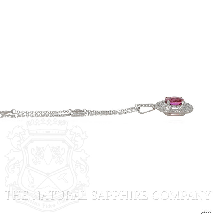 2.51 Ct. Pink Sapphire and Natural Diamond Pave Pendant, 18K White Gold