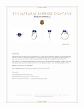 4.31 Ct. Blue Sapphire and Natural Diamond Three Stone Ring, 18K White Gold Appraisal