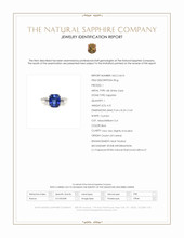 4.31 Ct. Blue Sapphire and Natural Diamond Three Stone Ring, 18K White Gold Scan Report