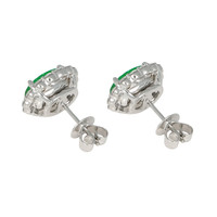 3.17 Ct.Tw.Total Carat Weight Emerald and Natural Diamond Pave Earrings, 18K White Gold Image