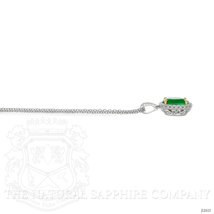 3.06 Ct. Emerald and Natural Diamond Pave Pendant, 18K White & Yellow