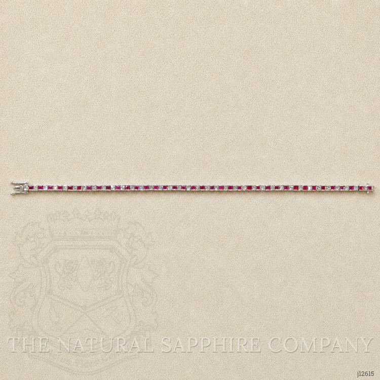 3.41 Ct.Tw. Ruby and Natural Diamond Tennis/Line Bracelet, 18K White Gold