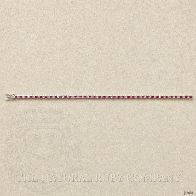3.41 Ct.Tw. Ruby and Natural Diamond Tennis/Line Bracelet, 18K White Gold
