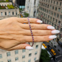 3.41&nbsp;Ct.Tw.Total Carat Weight Ruby and Natural Diamond Tennis/Line Bracelet, 18K White Gold Life Style