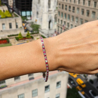 3.41 Ct.Tw.Total Carat Weight Ruby and Natural Diamond Tennis/Line Bracelet, 18K White Gold Life Style