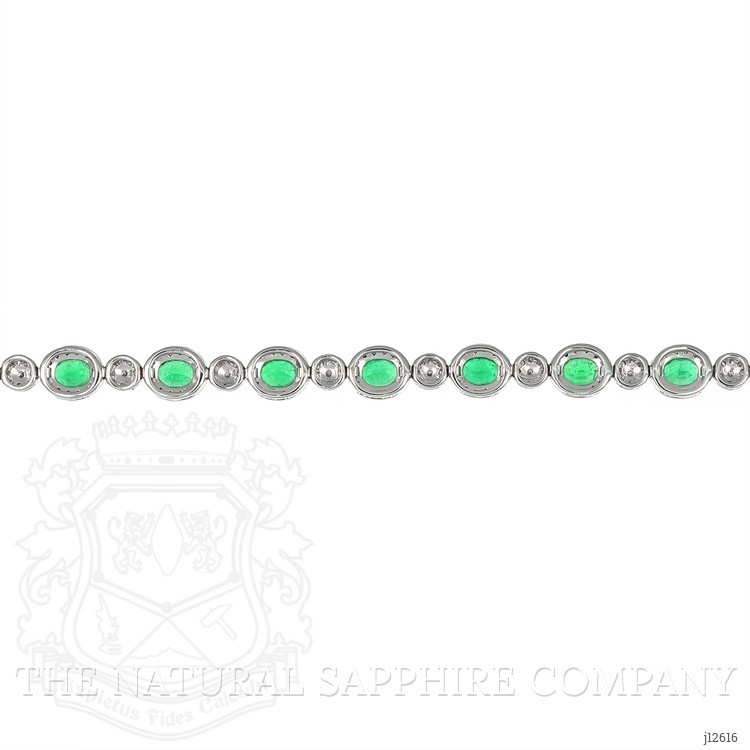 4.82 Ct.Tw. Emerald and Natural Diamond Pave Bracelet, 18K White Gold