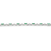 4.82 Ct.Tw.Total Carat Weight Emerald and Natural Diamond Pave Bracelet, 18K White Gold Image