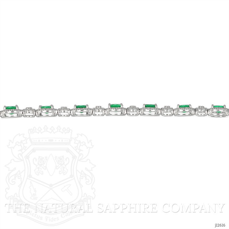 4.82 Ct.Tw. Emerald and Natural Diamond Pave Bracelet, 18K White Gold